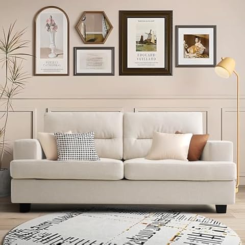 LEISLAND 70" Love Seat Couches Sofa with Charging Ports, Comfy Couches for Living Room, Small Couches for Small Spaces,Mid Century Modern Couch for Bedroom/Office(Beige) Cover