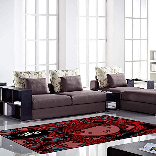Tapis de séjour Ruchen en velours corail doux et isolant 80x58