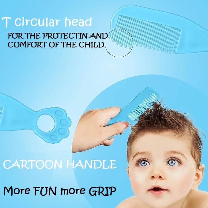 Image of Episkey 5 In1 Baby Grooming Kit for New Born Baby, Infants, Toddlers | Portable Grooming Kit With Baby Hair Brush, Comb, Baby Nail Scissor, Baby Nail Cutter, Tweezer, Nail Filer (Blue, Pack of 1) (BABY KIT 5PCS)