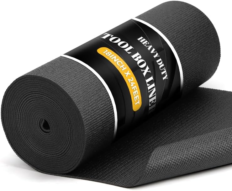 Tool Box Liner 18in x 24ft - Professional Heavy Duty Tool Box Foam 3mm Thick to Protect Tools and Box, Grid-Line Non Slip Toolbox Drawer Liners Shelf Mat for Workbench, Cabinet, Shelves,Garage (Black)