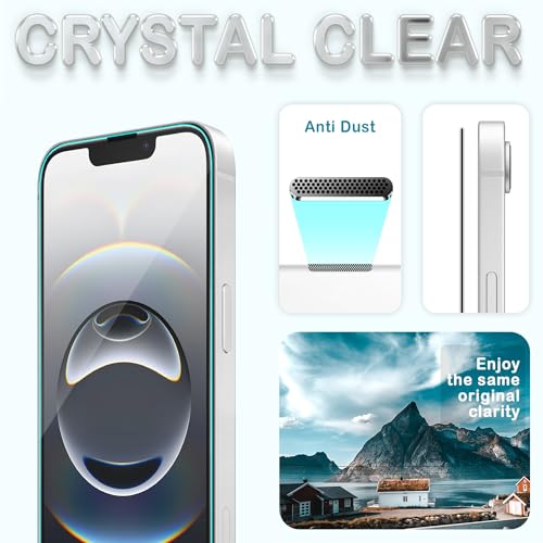 Image of ArmourPro Military-Grade Borderless Tempered Glass for iPhone 16e, iPhone 14, 13 and 17E (6.1 Inches) with Installation Kit | Anti Dust Mesh Filter, Shatterproof, Full Screen Coverage