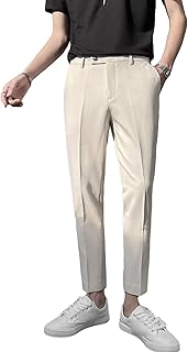 Mens Cropped Slim Fit Dress Pant Slim Fit Flat Front Tapered Ankle Suit Pants Skinny Casual Comfort Business Trousers