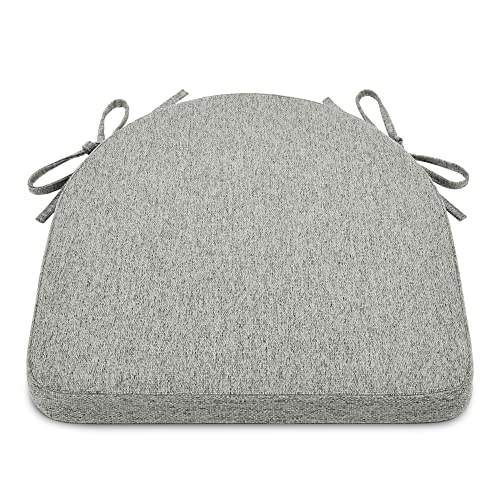 Shinnwa Chair Cushion with Ties for Dining Chairs [17 x 16.5 Inches] Non Slip Kitchen Dining Chair Pad and Seat Cushion with Machine Washable Cover - Light Gray