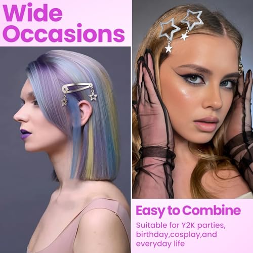 10pcs Pinzas de Pelo Estrella, Broches de Metal Antideslizantes para Mujer, Accesorios Vintage Y2K 2000s en Plata miniatura 4