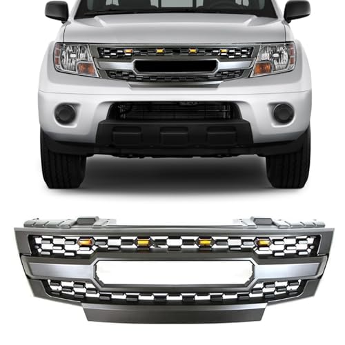 Front Grille Compatible with 2009 2010 2011 2012 2013 2014 2015 2016 Frontier Grill with Emblem and LED Lights