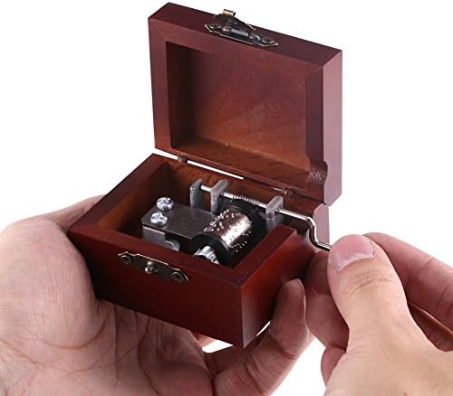 HERCHR Vintage Music Box, Wood Carved Mechanism Musical Box Gift Hand Cranked Music Box for Christmas, Valentine's day, Birthday, Edelweiss