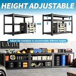 3-Tier 48" W X 17.7" D X 40" H Garage Storage Shelves 1800LBS Garage Shelves Heavy Duty Adjustable Units Rack Metal Utility Shelf(Black) - Image 4