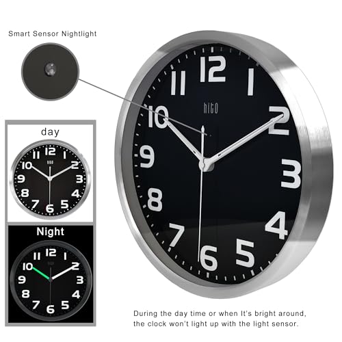 Reloj de pared silencioso HITO 10 pulgadas luz nocturna miniatura 3