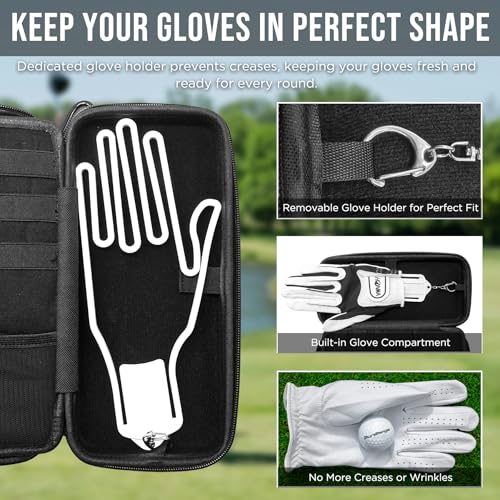 Golf Glove Holder Case with Glove Shaper - Portable Golf Accessories Organizer for Men & Women - Waterproof 900D Nylon, Large Capacity for Balls, Tees, Markers - Ideal Gift - Image 5