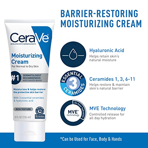 CeraVe Hydrating Skin Care Set, 8oz Moisturizing Cream & 8oz Hydrating Facial Cleanser, Ceramides + Hyaluronic Acid Moisturizer and Face Wash, Accepted by National Eczema Association - Image 4