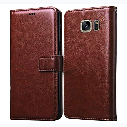 Casotec Flip Cover for Samsung Galaxy S7 Edge | Premium Leather Finish | Inbuilt Pockets & Stand | Flip Case for Samsung Galaxy S7 Edge (Brown)- Best and cheap mobile covers in India