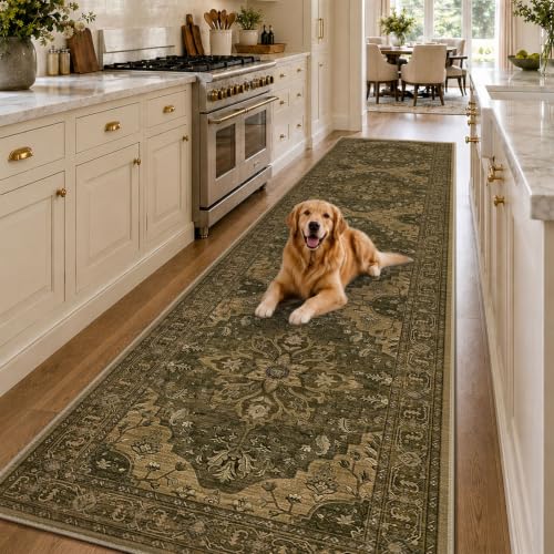RELEANY Tapis Lavable Passage 3'x12' Brun/Brun Foncé