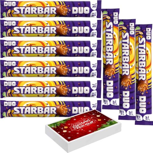 Starbar Duo Chocolate Bar 10 x 74g With Chriistmas Gift Box - Milk Chocolate Bars With Cramel and Peanut Centre