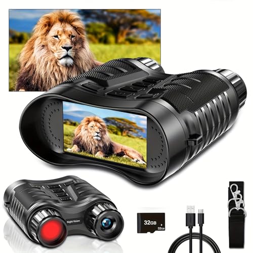 SUZLAZYR Gafas de visión Nocturna - Binoculares de visión Nocturna Digitales 4K para Adultos con Pantalla de 3,2', Zoom Digital 8X Gafas infrarrojas para vigilancia, Caza y Acampada