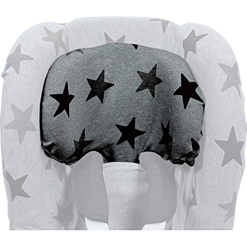 Original Dooky Grey Stars Sitzbezug für Kindersitz universale Passform für viele gängige Modelle Altersgruppe 1+ 9 - 18kg für 3 und 5 Punkt Gurtsystem, grau