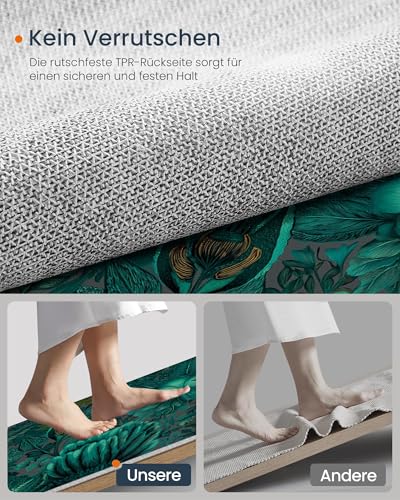 Tapis lavable poils courts turquoise jungle antidérapant : la solution idéale anti-taches salon - 6