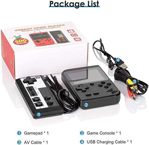 Handheld Game Console, Retro Mini Game Player with 500 Classic FC Games, 3.0 Inch Screen 800mAh Rechargeable Battery Portable Game Console Support TV Connection & Two Players for Kids Adults - Thumbnail 4