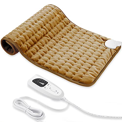 Almohadilla de calefacción, almohadilla de calor eléctrica con apagado automático y 6 niveles de temperatura, almohadilla térmica para tecnología de calefacción de espalda, cuello, hombro, vientre,