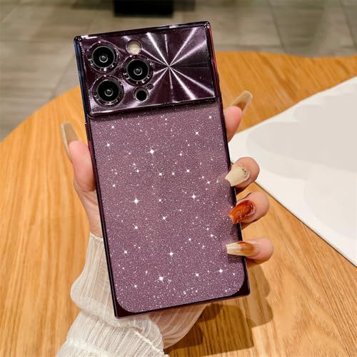 Coque galvanisée iPhone 15 Pro Max paillettes protection objectif violet