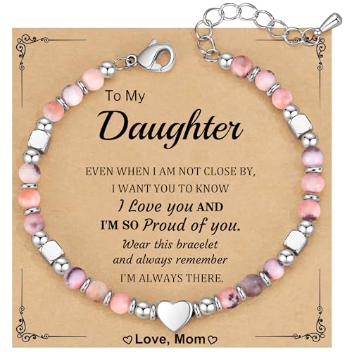 Christmas Gifts for Women, Stocking Stuffers for Teens Beaded Bracelets for Women Gifts for Mom Christmas Gift Mothers Day Gift for Grandma Daughter Bonus Mom Nature Stone Bead Bracelet Graduation Jewelry for Her 2026