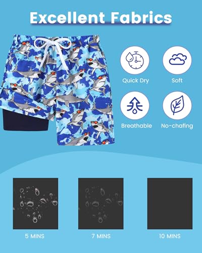 Boys Swim Trunks Quick Dry Compression Liner Swimsuit Shorts Kids Bathing Suit with Pocket UPF 50+ Swimwear 5-10 Years4