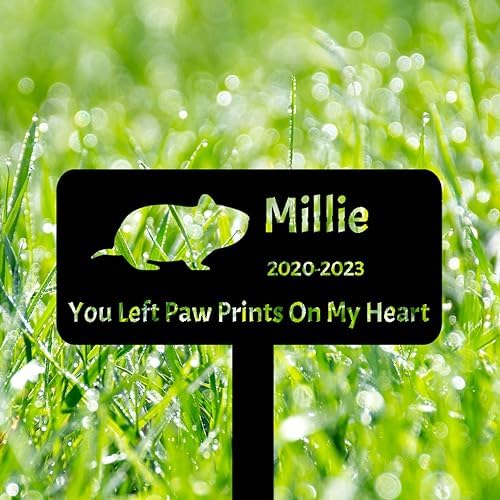 Personalized Pet Hamster Memorial Garden Stake Grave Marker, Custom Metal Hamster Memorial Grave Marker Stake Outdoor for Loss of Pet Remembrance Gifts Hamster Memorial Plaque Stake