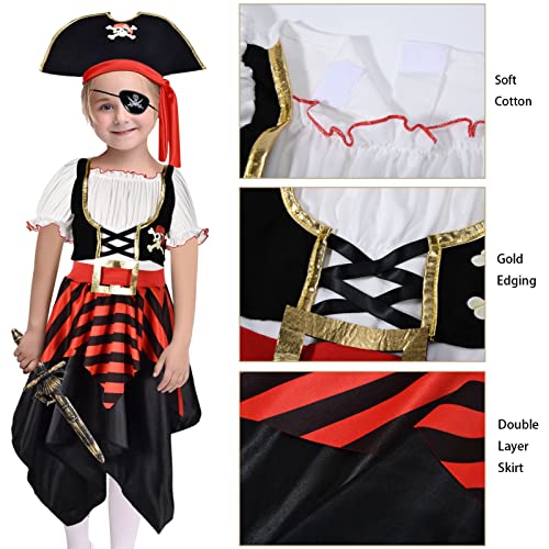 Kids Pirate Costume Girls Halloween Dress Up Cosplay Role Play Set With Hat Toy Accessories #TOP4