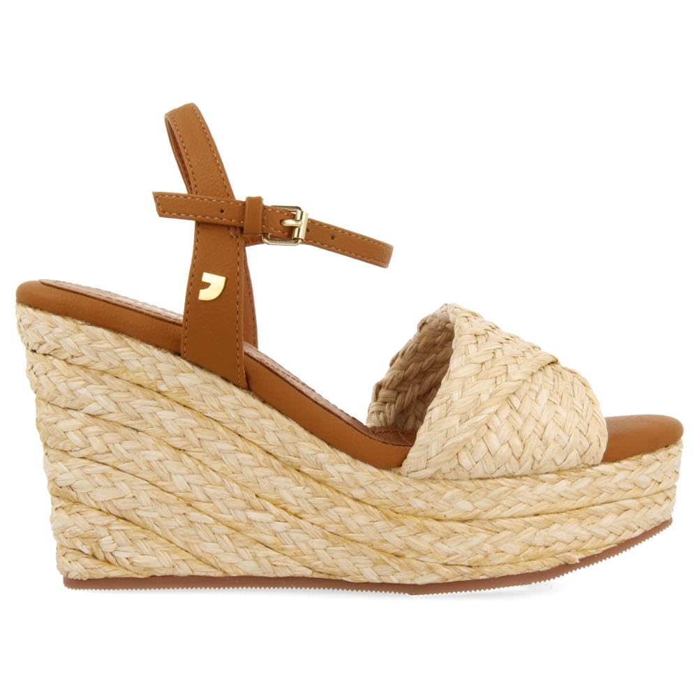 SANDALIAS DE RAFIA COLOR NATURAL CON CUÑA Y PLATAFORMA PARA MUJER ALLKAJ