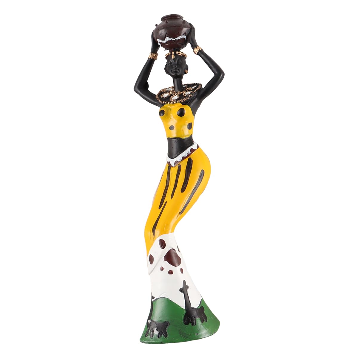 Alnicov Set di 3 Sculture Africane, Statue di Donne Tribali Dipinte a Mano per Soggiorno, Studio, Camera da Letto, Arredamento per La Casa, Statue di Donne Africane in Resina