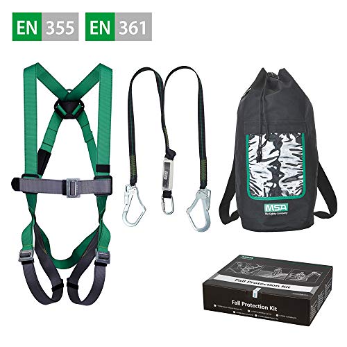Preisvergleich Produktbild MSA V-Form Gerüst-Fallschutzset Komplettes Absturzsicherungsset 3 Komponenten Gurt + Verbindungsmittel mit Falldämpfer + Tragetasche