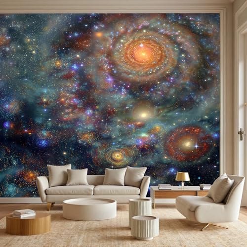 Rufxnn Galaxy Starry Sky Adhesive Wallpaper for Living Room, Vibrant