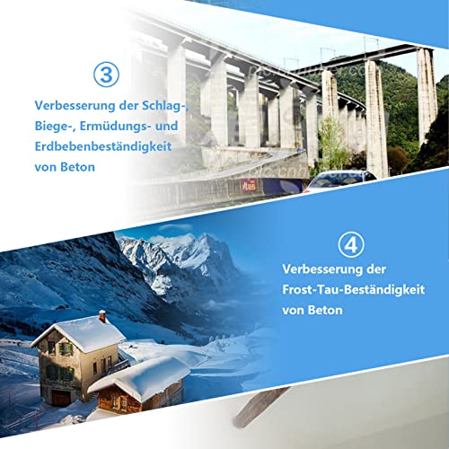 1000g Polypropylen Faser, Glasfaser, Polyfasern 12 mm für Beton, Mörtel, Gips, Estrich, Verhindert Rissbildung Reduziert Schrumpfung (10.00)