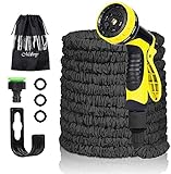 Manguera de Jardín Extensible, 30M/100FT Manguera Extensible de Agua, Manguera de Jardín Flexible, Manguera Riego de Jardín con Pistola de 10 Modos de Función Pulverización, para Lrrigación o Limpieza