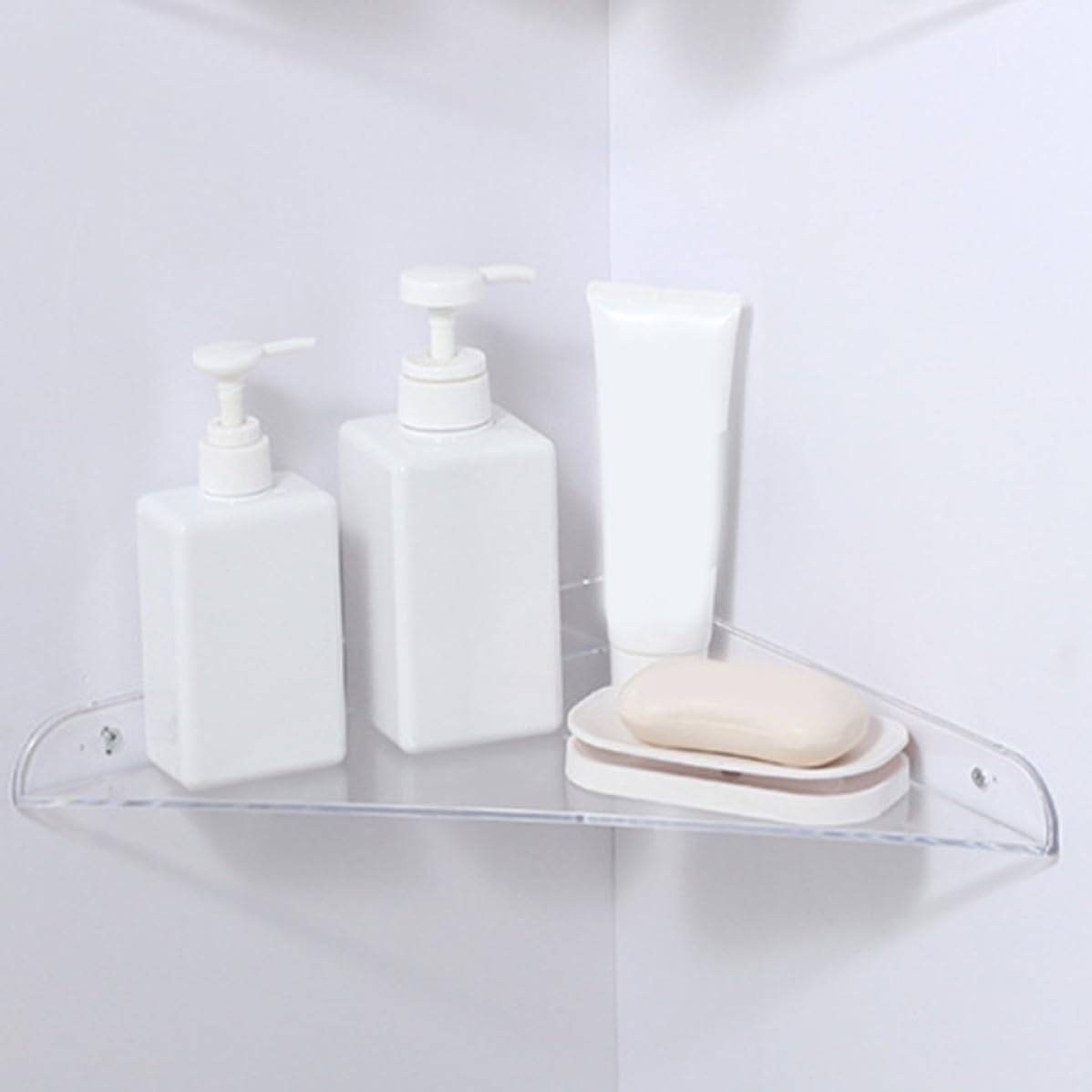 2pcs Acrylic Wall Floating Shelves with Simple Look, Easy to Clean and Sturdy, Wall Mounted Storage Rack for Living Space and Schoolroom, Versatile Corner Display Shelf