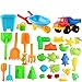 deAO Set Giocattoli da Spiaggia varietà di Accessori per Giocare con Sabbia e Acqua attività per Bambini nel Estate Set Include più di 30 Pezzi