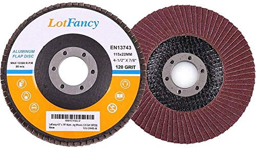 LotFancy 10 Pièces Disques Abrasifs à Lamelles Ø 115 mm Grain 120 Type 27 Alésage Ø 22,23 mm Disque de Meulage pour métal bois acier inoxydable Cover