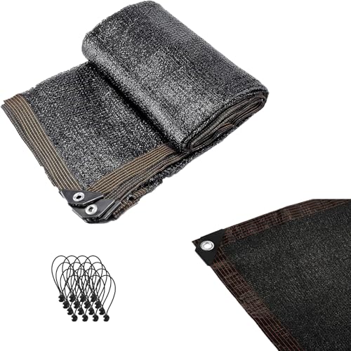 Abdeckplane aus HDPE-Netzgewebe, 3,5 x 6,9 m, mit Ösen, für Gewächshaus, Garten, Terrasse, Rasen, Pera-Blumen- und Pflanzenschutz, Schwarz