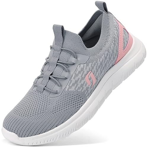 Stq Women Walking Shoes With Arch Support Slip On Sneakers Comfort Supportive Lightweight Medium Grey Pink Size Us 8.5 #TOP11