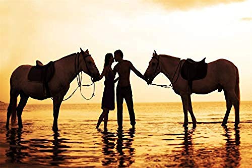 YUMUYAO 1000 Piezas Puzzle Montar A Caballo En La Playa Rompecabezas para Niños Adultos Juego Creativo Rompecabezas Navidad Decoración del Hogar Regalo