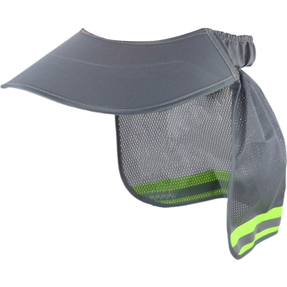 Sofezdo Safety Hard Hat Neck Shield Full Brim Safety Helmet Neck Shield Sun Visor with Reflective Strip Sun Shade Veil for Construction Workers