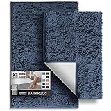 Hearth & Harbor Bathroom Rugs, Chenille Bath Mat - Machine Washable Bath Mats for Bathroom Non-Slip Backing Rubber, Quick Dry Bathroom Mat