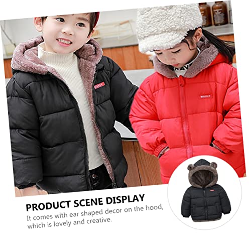 GALPADA 1pc Hooded Cotton-padded Jacket for Boy Girl Thickened Warm Coat Ear-shaped Decor Comfortable Outerwear for Boys and Girls for Outdoor Activities Autumn and3