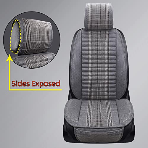 Capitauto Car Seat Cushion,Car Seat Cover Universal Driver Back Cushion Pad With Storage Pouch,Bamboo Charcoal Comfortable And Breathable Fabric Seat Cushion,Fit For Trucks Vans Cars Suv (Gray) #TOP3