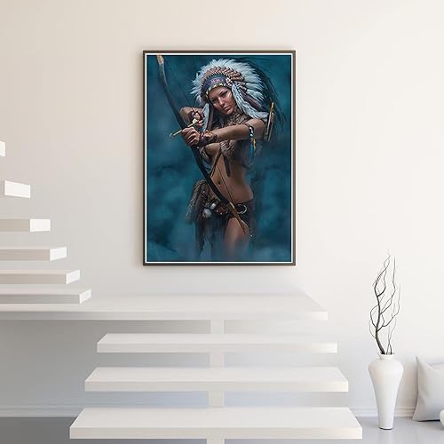 Miniatura 4 de Lienzo decorativo para pared de nativos americanos, impresiones en lienzo con plumas para decoración de pared, sala de estar, dormitorio, cocina (12