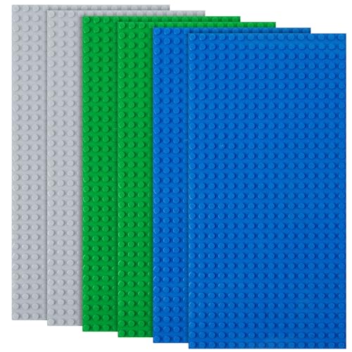 HOTUT Classic Baseplates, 6 Pcs Rectangle 16 x 32 Stud Building Base, 12.9 x 25.6 CM Building Board BasePlate