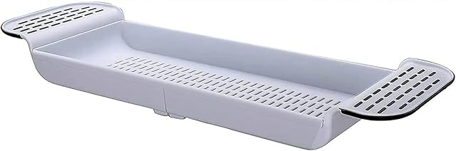 Bathtub Caddy Bath Bridge Tray Caddy Extendable Book Phone Pad Holder Toys Shampoo Soap Storage Bathroom Accessories Dish Drainer White