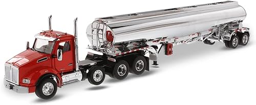 Diecast Masters Camión tractor Kenworth T880 SBFA a escala 1:50 - Tractor tándem de eje empujador DayCab con remolque de petróleo Heil FD9300/DT-C4