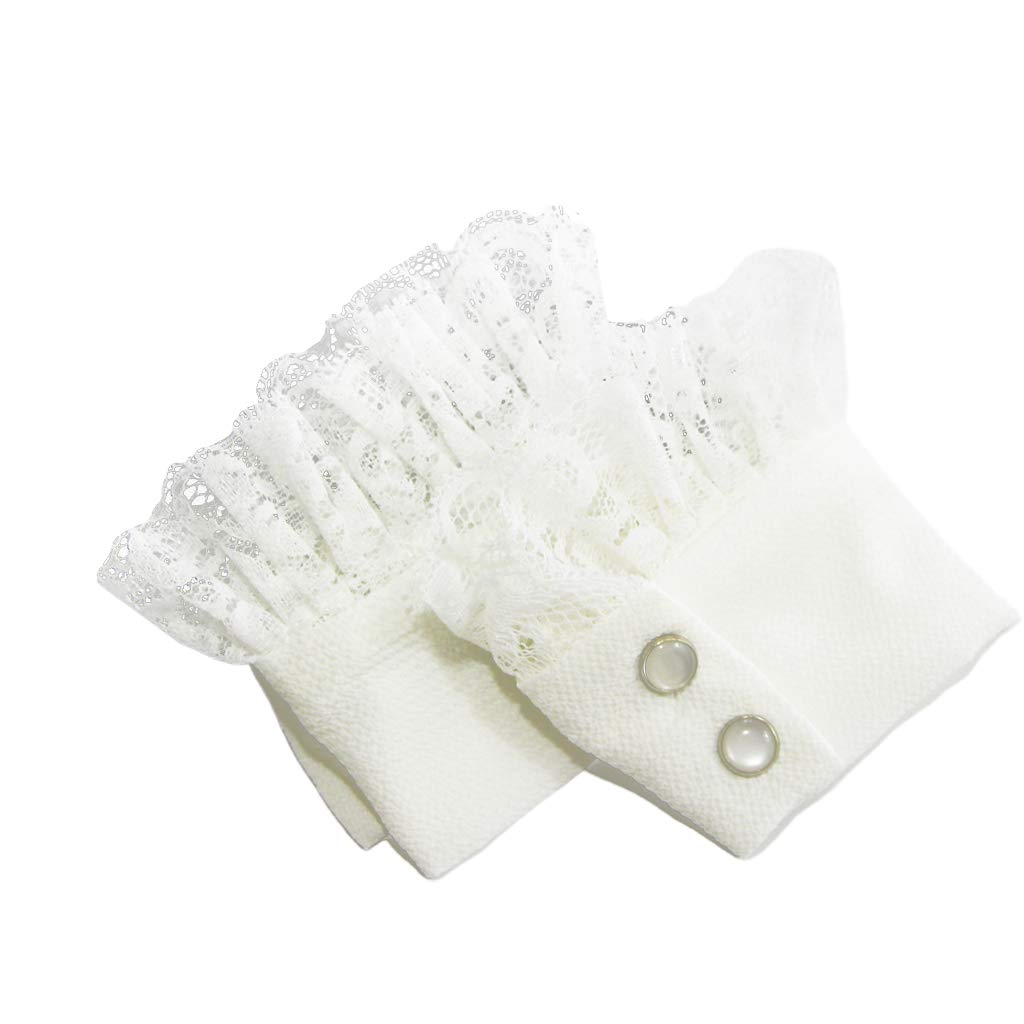 Joykk Women's White 1Pair Sweater Decor Chiffon Fake Sleeves Floral Lace Pleated False Cuffs