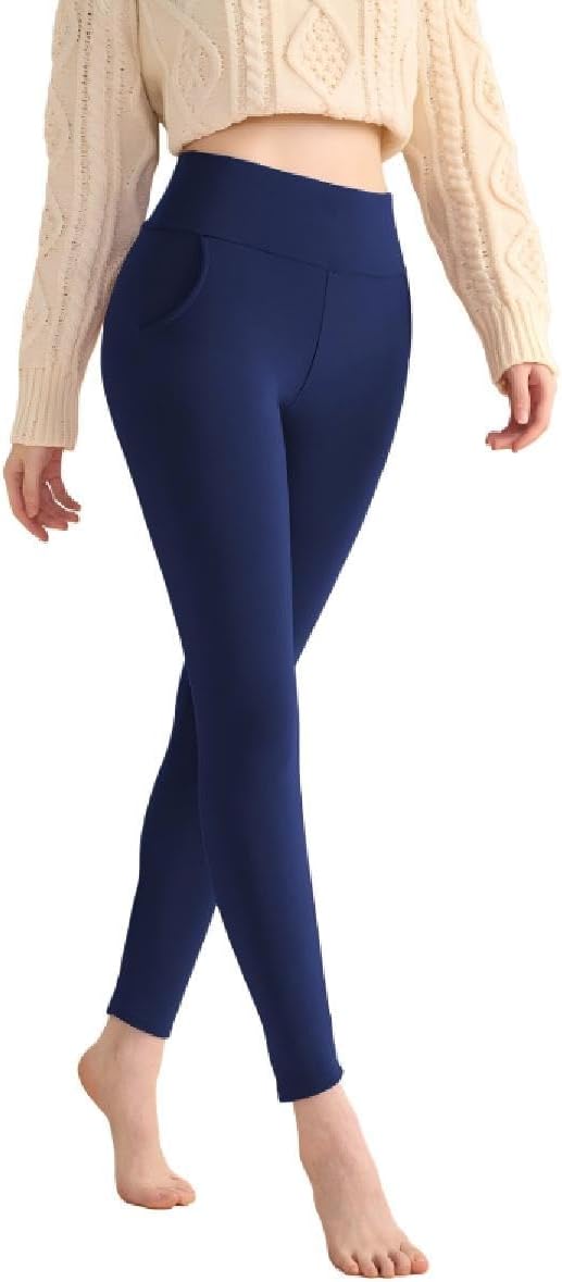 Winter Fleece Women's Pocket high Waist Elastic Hip Lifting Shape Belly Warm and Cold-Proof Trousers - Image 4