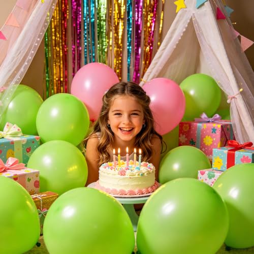 Image of 100pcs Lime Green Balloons 12 inch | Thickened Helium Fruit Green Balloons, Safari Jungle Dinosaur Summer Weddings St. Patrick's Day Birthday Party Decorations